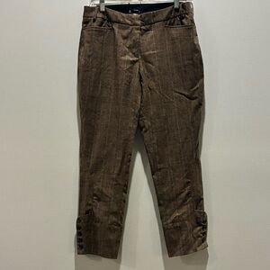 Vintage 2000s Y2K Et Vous Brown Plaid Cropped Tailored Trousers Pants Size 8